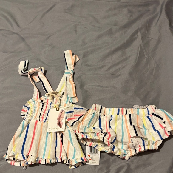 Jessica Simpson Striped Ruffle Two-Piece Set — Multicolor - Picture 1 of 4